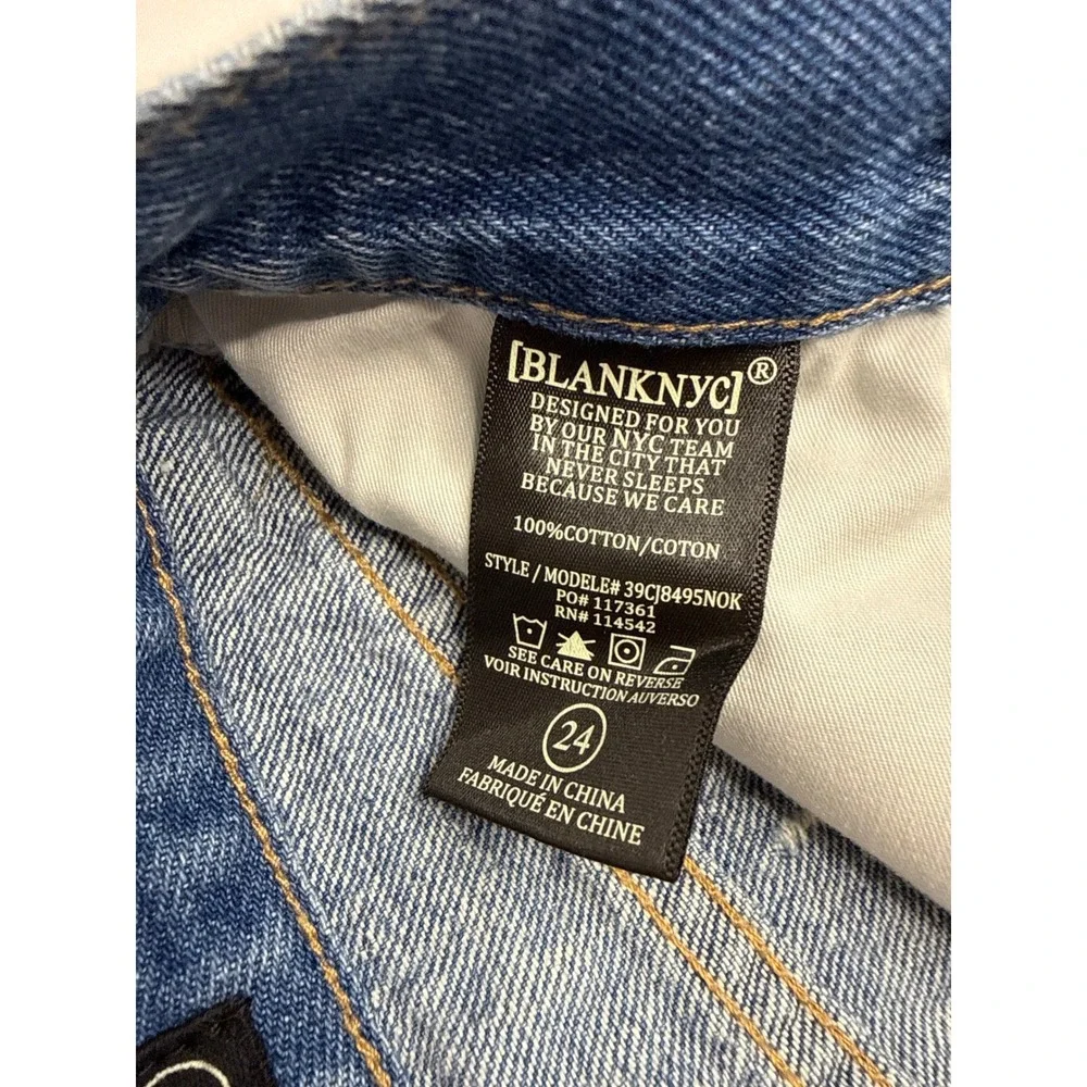 BLANKNYC Distressed Denim Blue‎ Cutoff Shorts Button Fly Frayed Hem Size 24